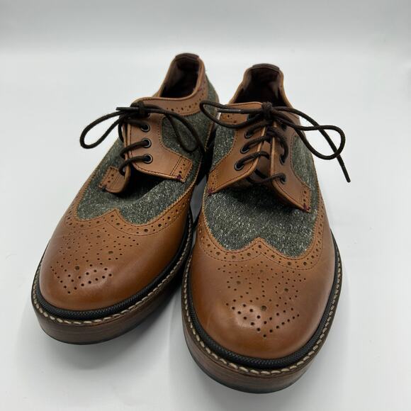 Ted Baker London Brogue Wingtip Shoes Brown Leather & Wool Saddle Oxford Men 41 - Picture 12 of 13
